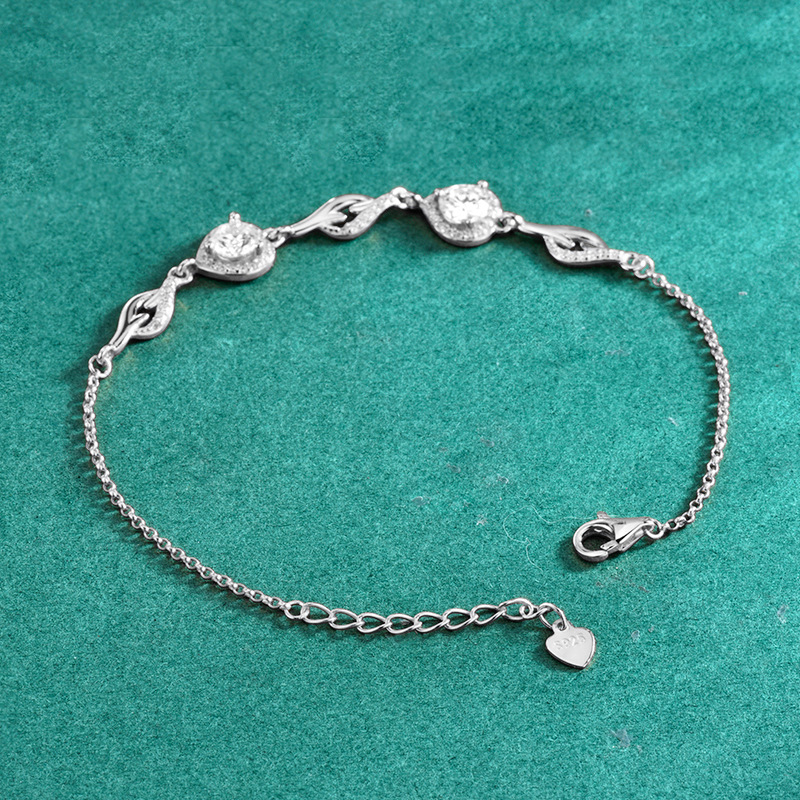S925 Sterling Silver Butterfly Heart-Shaped Moissanite Bracelet