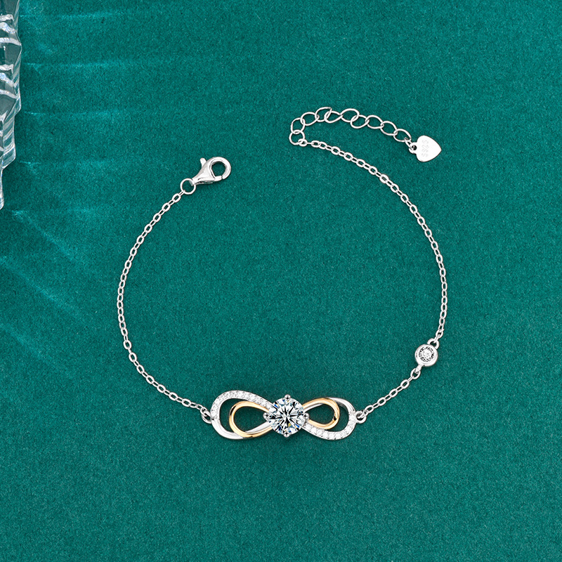 925 Sterling Silver Moissanite Figure 8 Bracelet