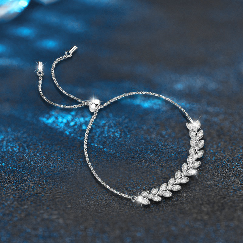 925 Sterling Silver Moissanite Wheat Ear Bracelet