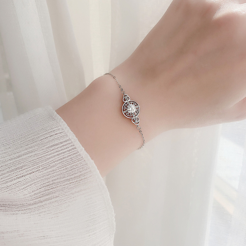 925 Sterling Silver Moissanite Coin Bracelet