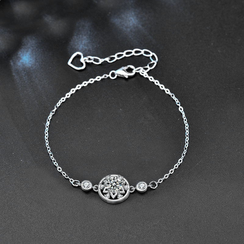 925 Sterling Silver Dream Network Round Moissanite Bracelet