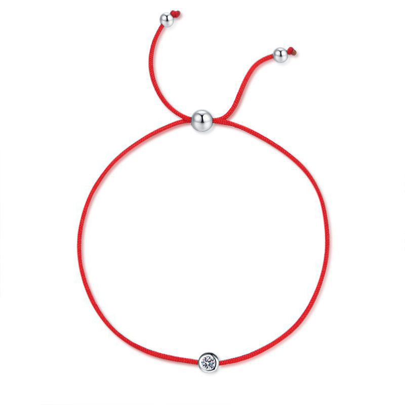925 Sterling Silver Moissanite Red String Bracelet
