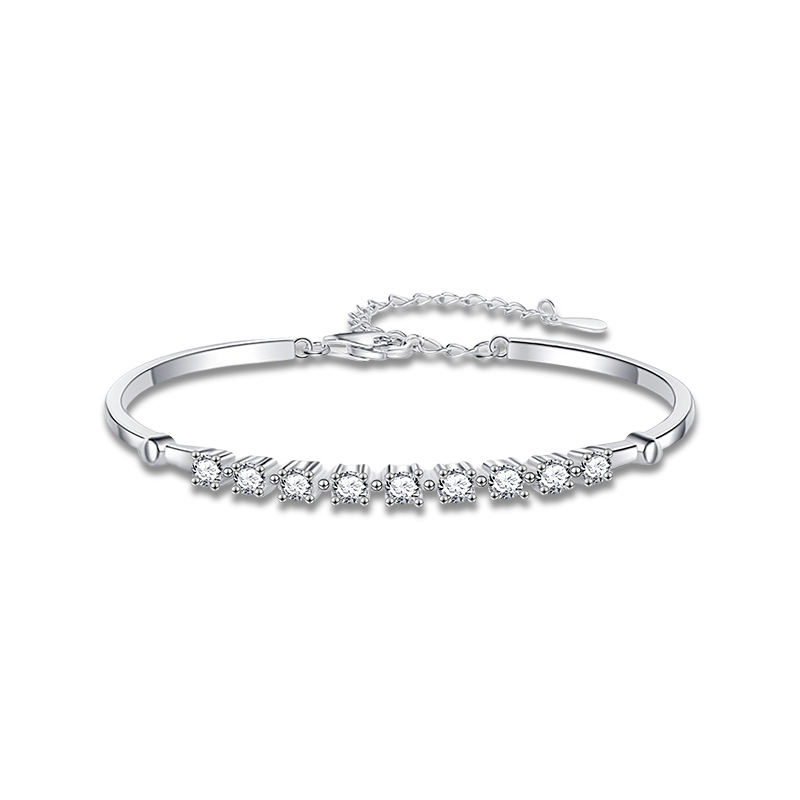 S925 Sterling Silver Moissanite Row Bracelet