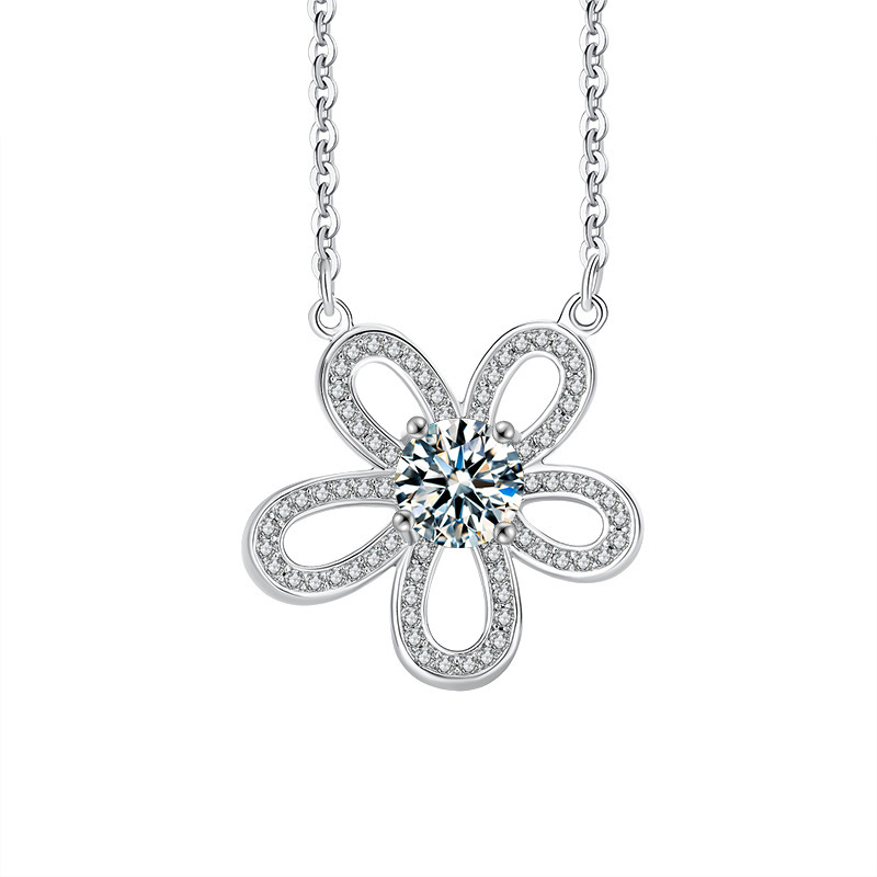 S925 Sterling Silver Moissanite Sunflower Necklace