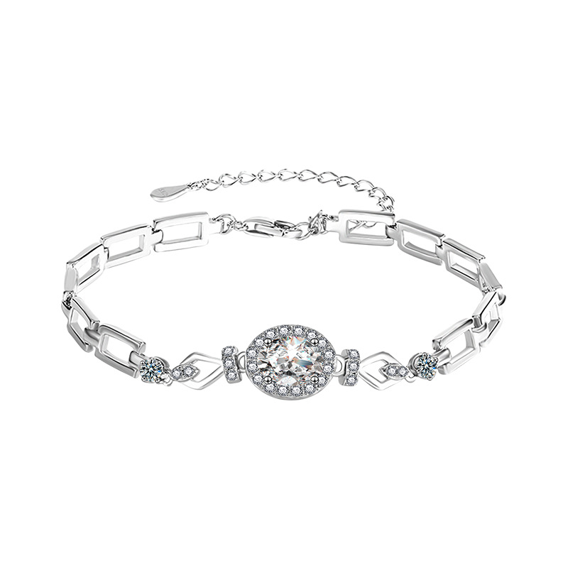 S925 Sterling Silver & Moissanite Oval Bracelet