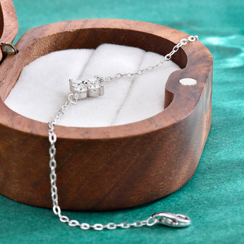S925 Sterling Silver Four-Leaf Clover Moissanite Bracelet