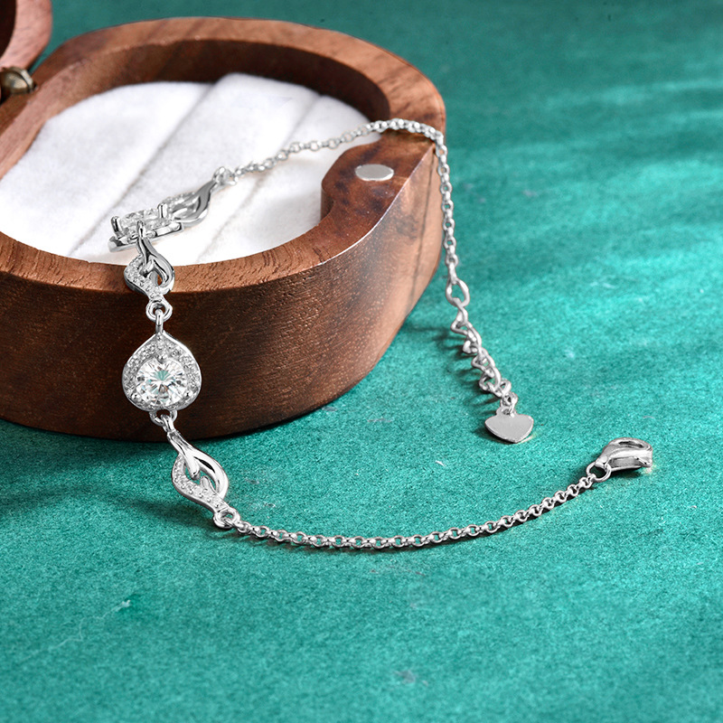 S925 Sterling Silver Butterfly Heart-Shaped Moissanite Bracelet