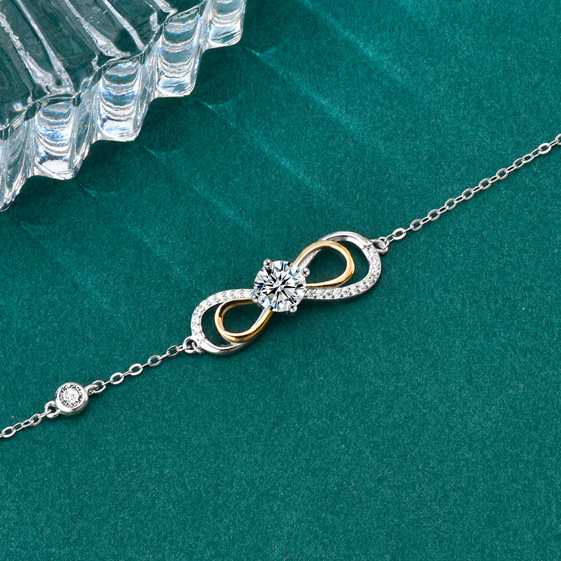 925 Sterling Silver Moissanite Figure 8 Bracelet