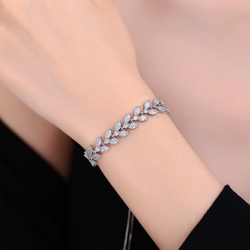 925 Sterling Silver Moissanite Wheat Ear Bracelet