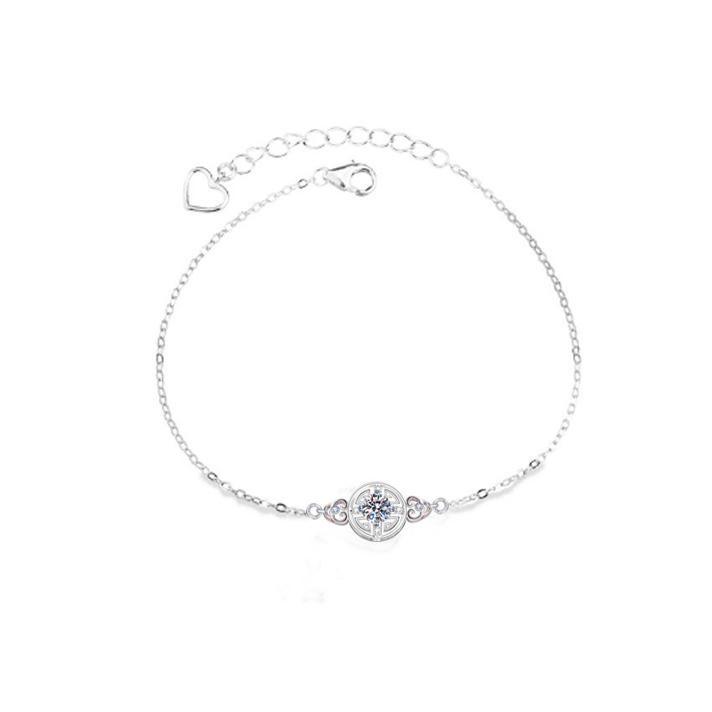 925 Sterling Silver Moissanite Coin Bracelet