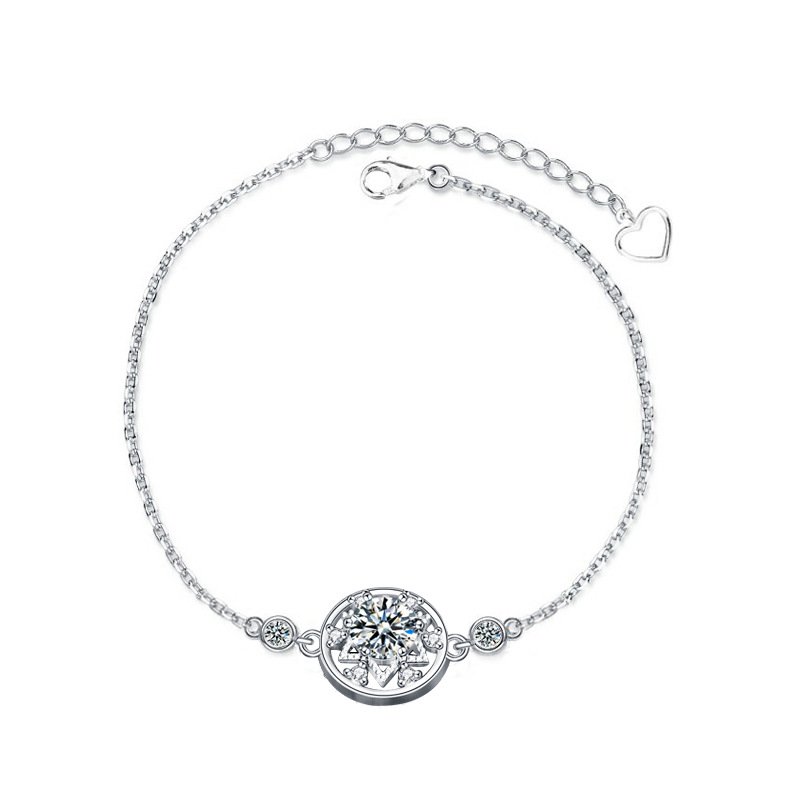925 Sterling Silver Dream Network Round Moissanite Bracelet