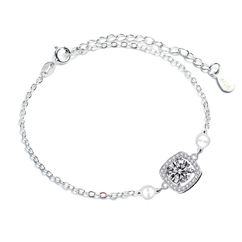 925 Sterling Silver Sugar Cube Moissanite Bracelet