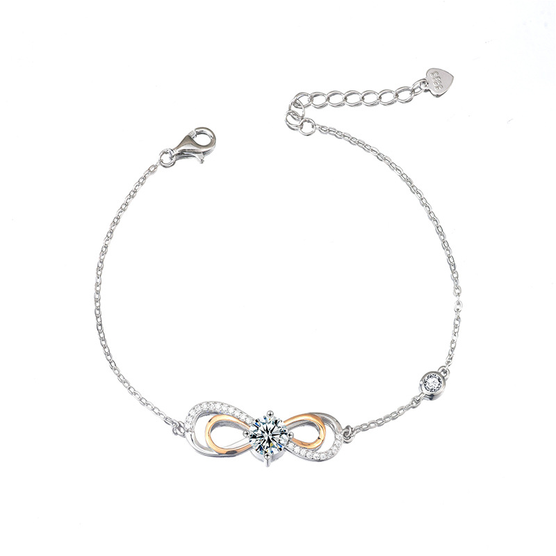 925 Sterling Silver Moissanite Figure 8 Bracelet