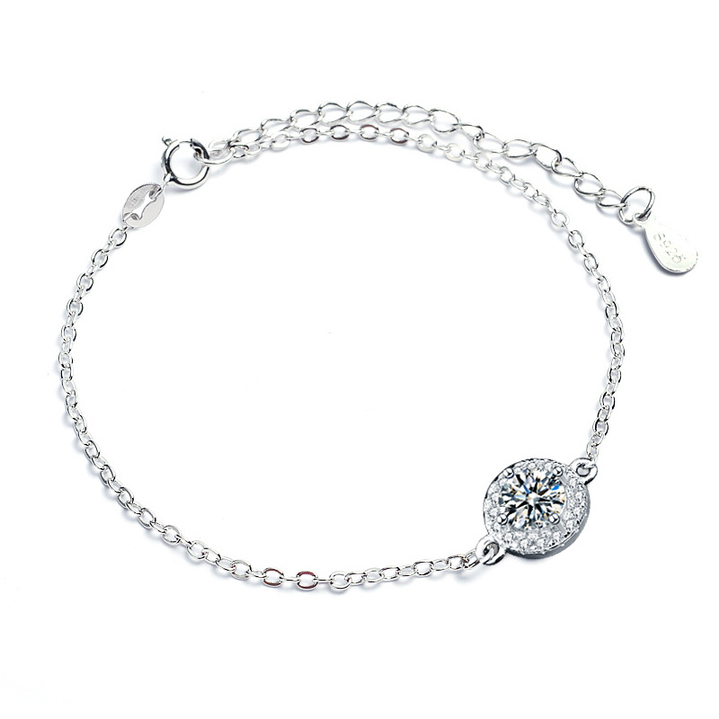 925 Sterling Silver Moissanite Round Bracelet