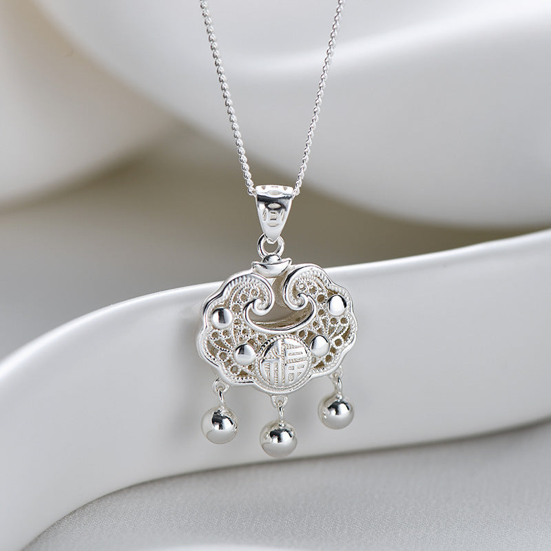 925 sterling silver safety lock pendant necklace