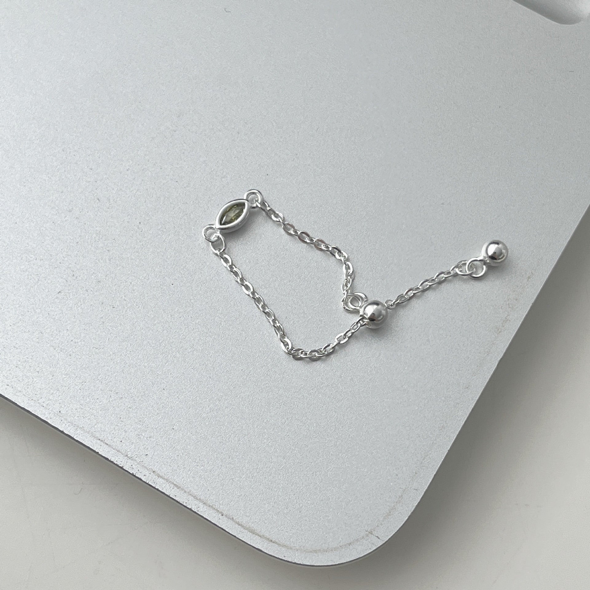 925 sterling silver adjustable chain ring - silvery