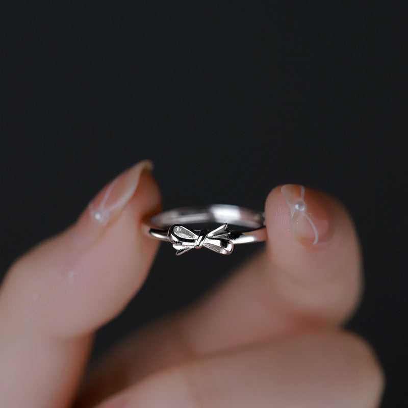 925 sterling silver bowknot ring - silvery