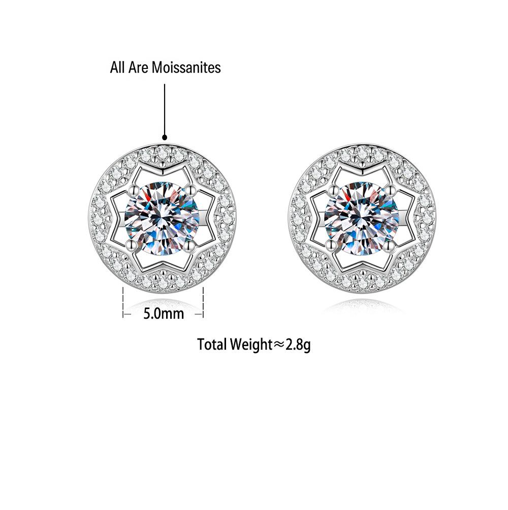 S925 Silver Round Bezel-Set Moissanite Stud Earrings