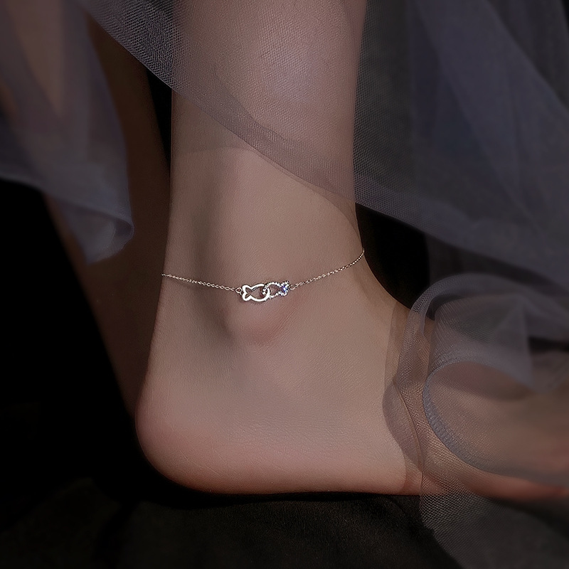 925 sterling silver ankle chain - silvery