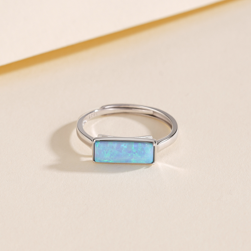 Elegant and Versatile 925 Sterling Silver Ring — Featuring a Rectangular Australian Opal, Open and Adjustable