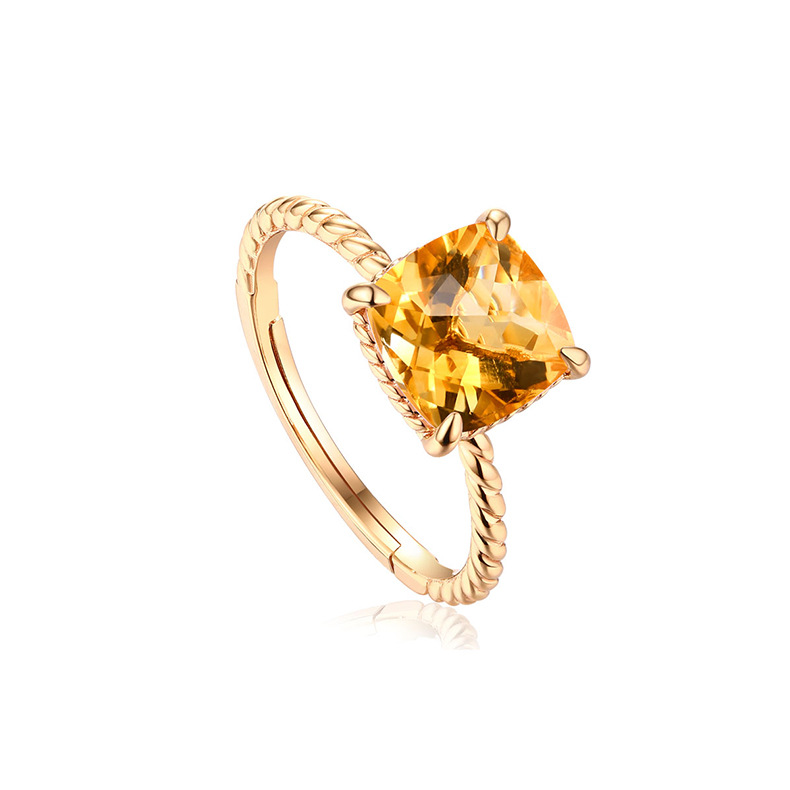 S925 Sterling Silver Gold-Plated Multi-Colored Natural Gemstone Ring