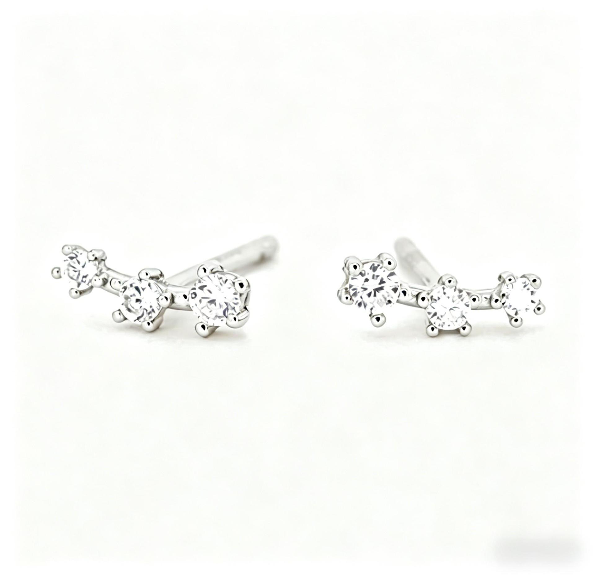 S925 Sterling Silver Zircon Stud Earrings