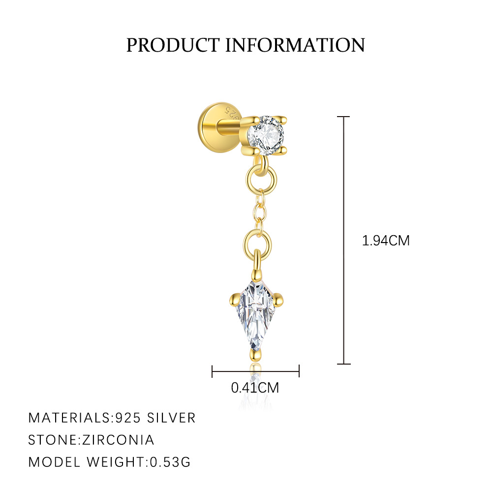 S925 sterling silver stud earrings with cubic zirconia