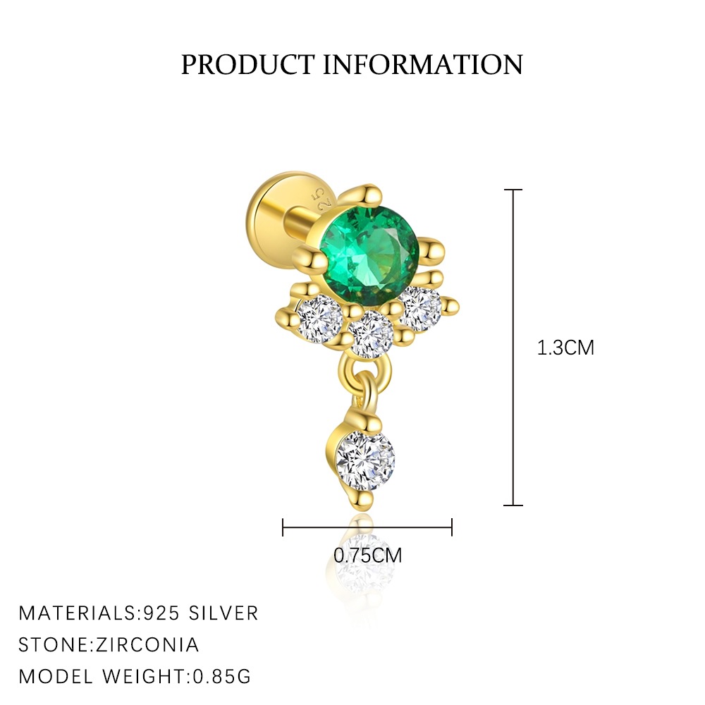 S925 Sterling Silver Zircon Stud Earrings