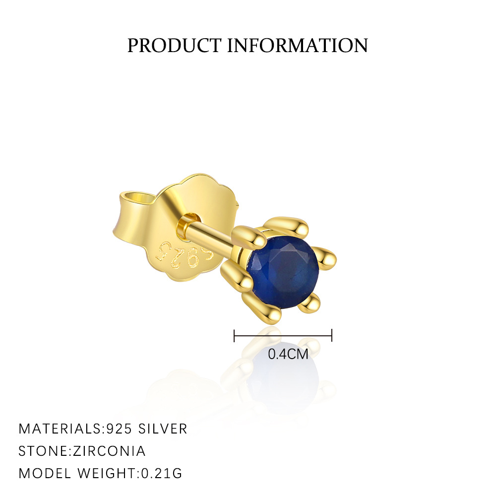 S925 Sterling Silver Blue Zircon Stud Earring Set