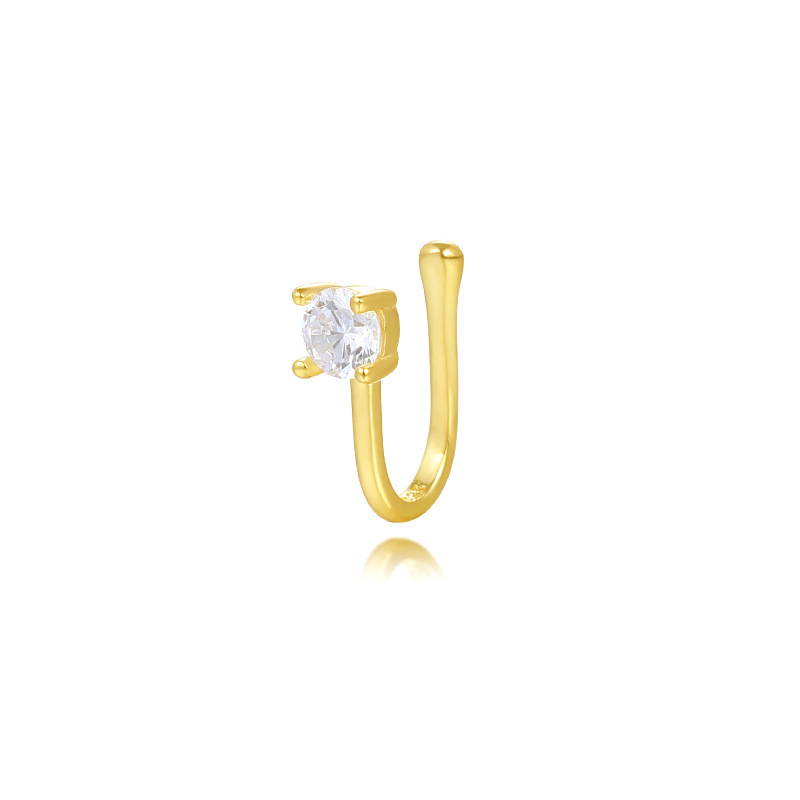 925 Sterling Silver Zircon U-Shaped Ear Cuff (Non-Pierced)