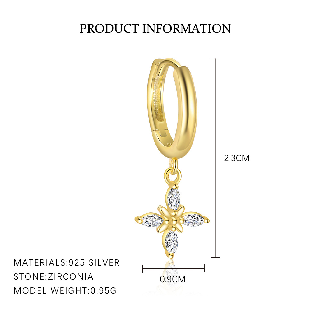 S925 sterling silver stud earrings set with zircon
