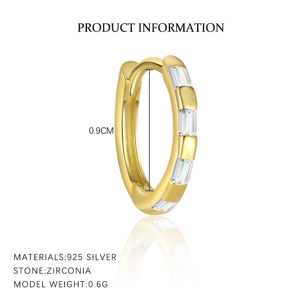 S925 Sterling Silver Zircon Huggie Earrings