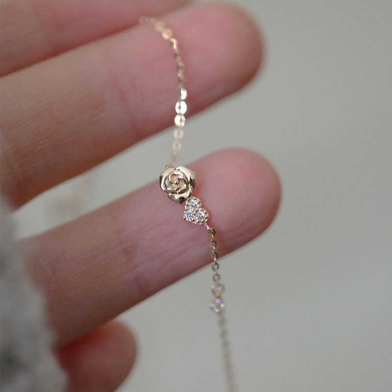 925 sterling silver rose bracelet - golden