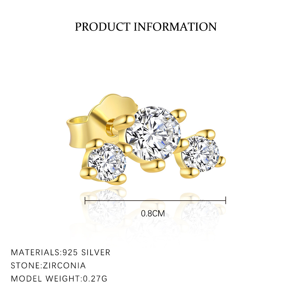 S925 Sterling Silver Zircon Stud Earrings