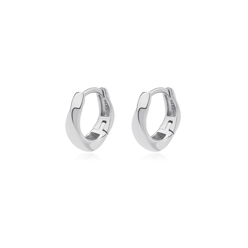 925 Sterling Silver Twisted Polished Huggie Earrings