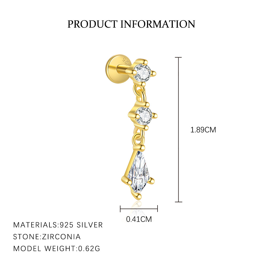 S925 sterling silver stud earrings with cubic zirconia