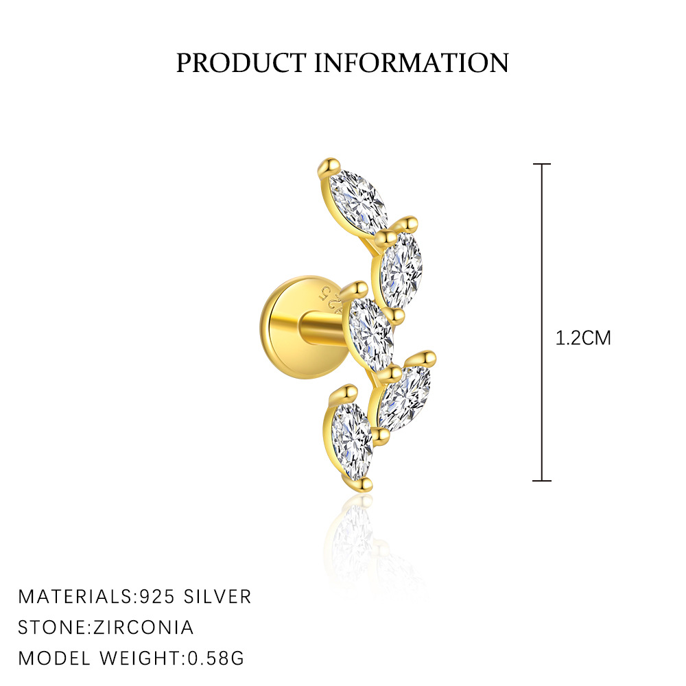 S925 Sterling Silver Stud Earrings with Sparkling Zirconia