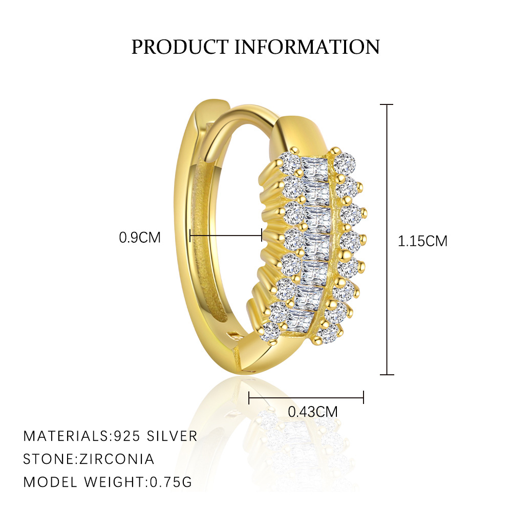 S925 Sterling Silver Geometric Zirconia Earrings