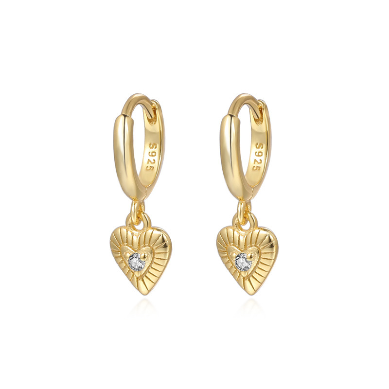 S925 Sterling Silver Heart-Shaped Zircon Earrings