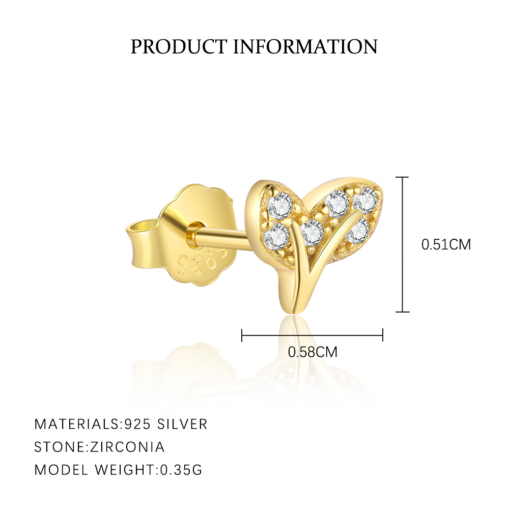 S925 sterling silver stud earrings with cubic zirconia