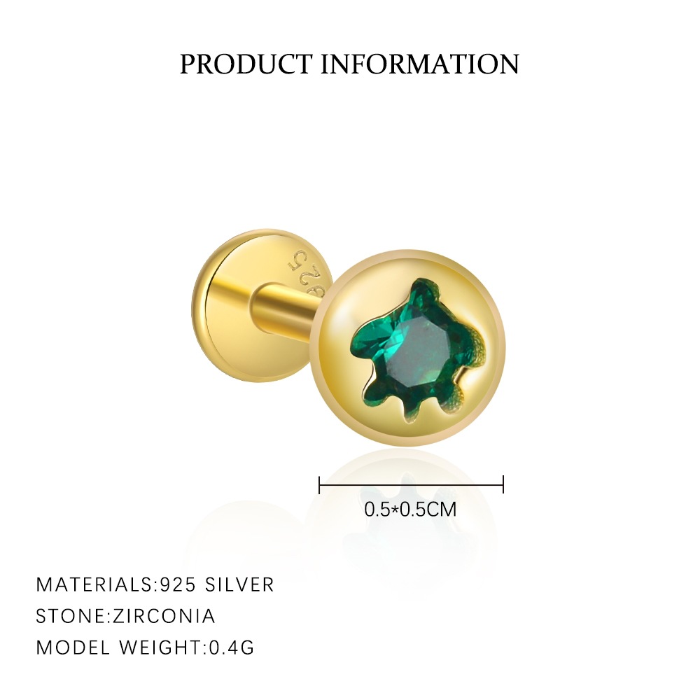 S925 Sterling Silver Round Zircon Stud Earrings