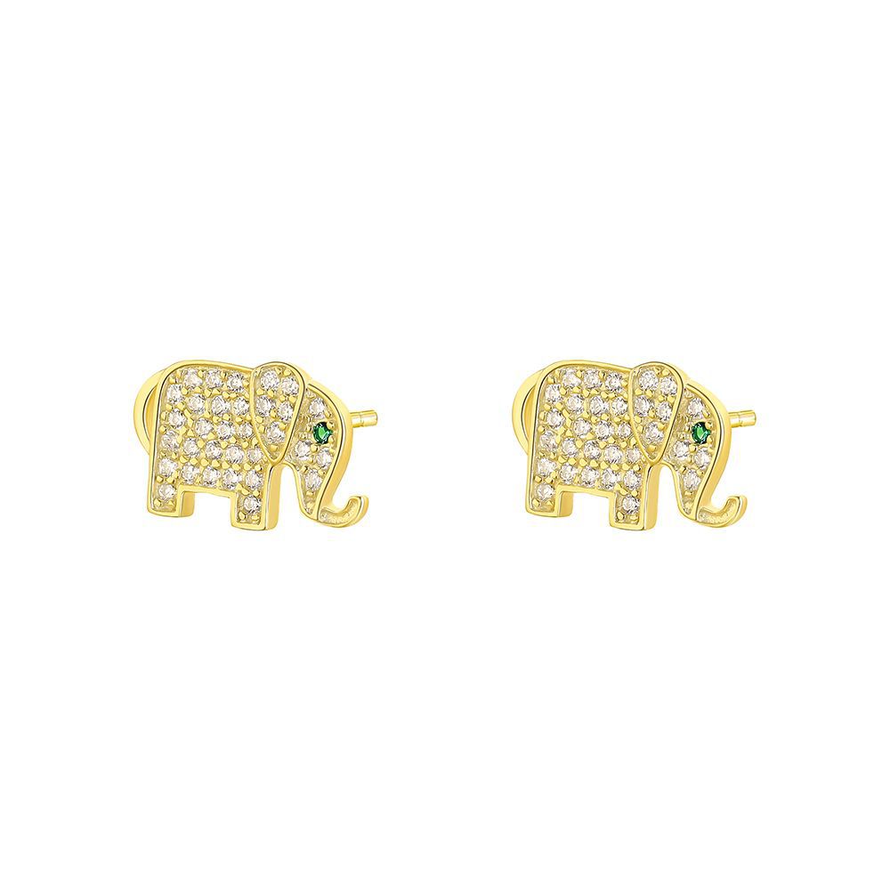 S925 Sterling Silver Small Stud Earrings with Colorful Cubic Zirconia