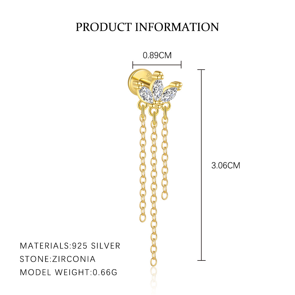 S925 Sterling Silver Zircon Stud Earrings
