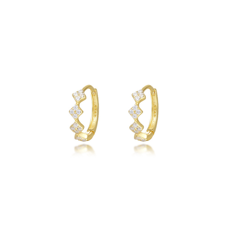 S925 Sterling Silver Zircon Hoop Earrings