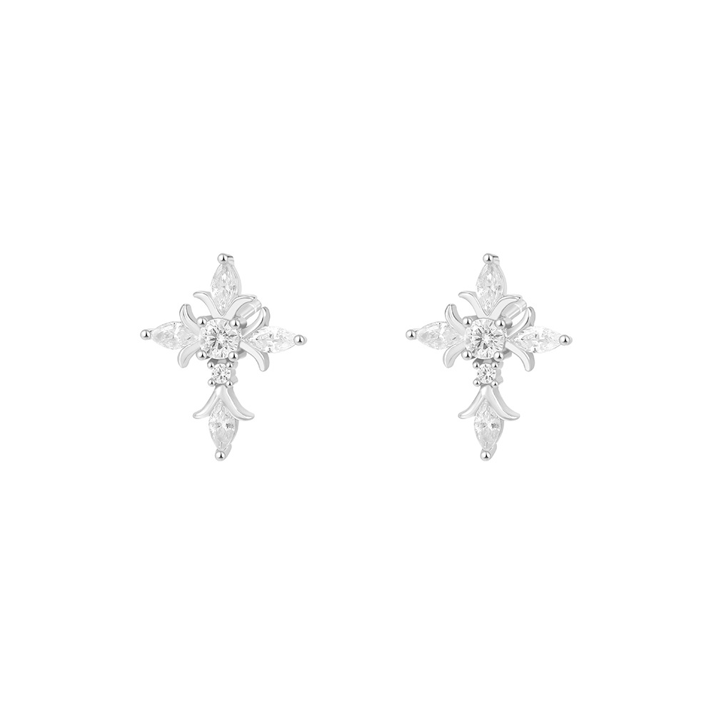 S925 sterling silver earrings set with cubic zirconia