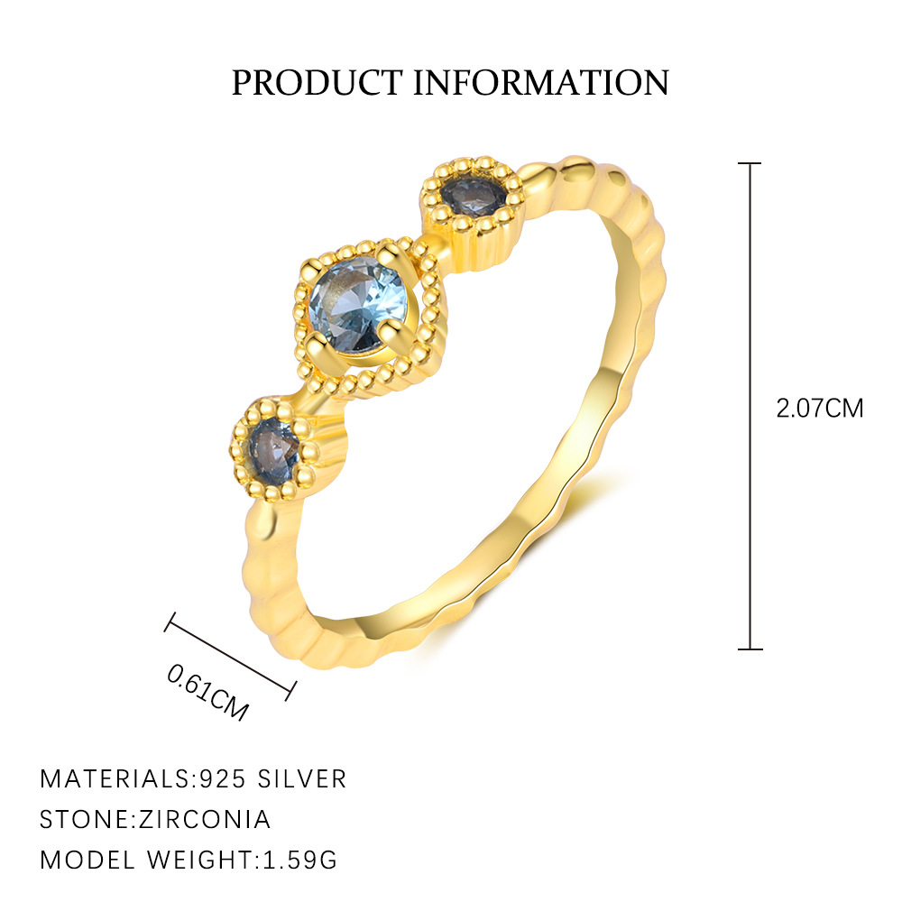 S925 Sterling Silver Ring with Colorful Zirconia