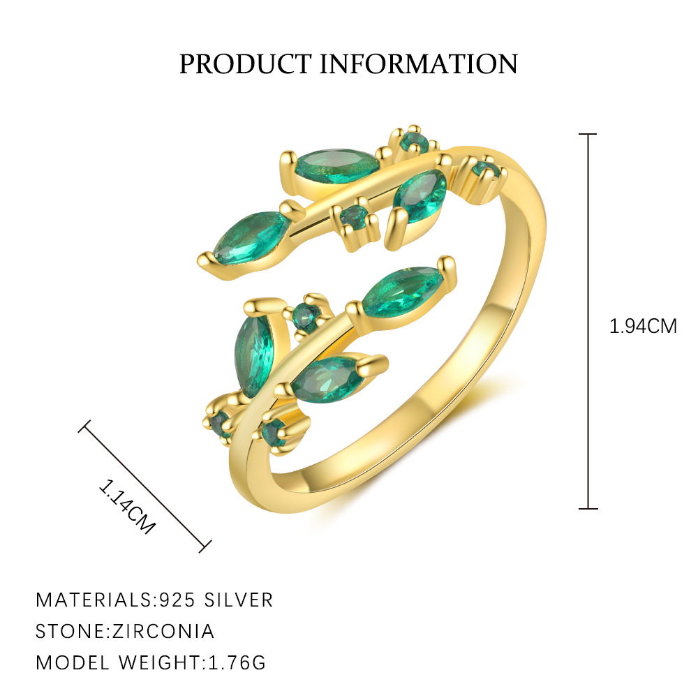 S925 Sterling Silver Emerald-Green Zircon Ring