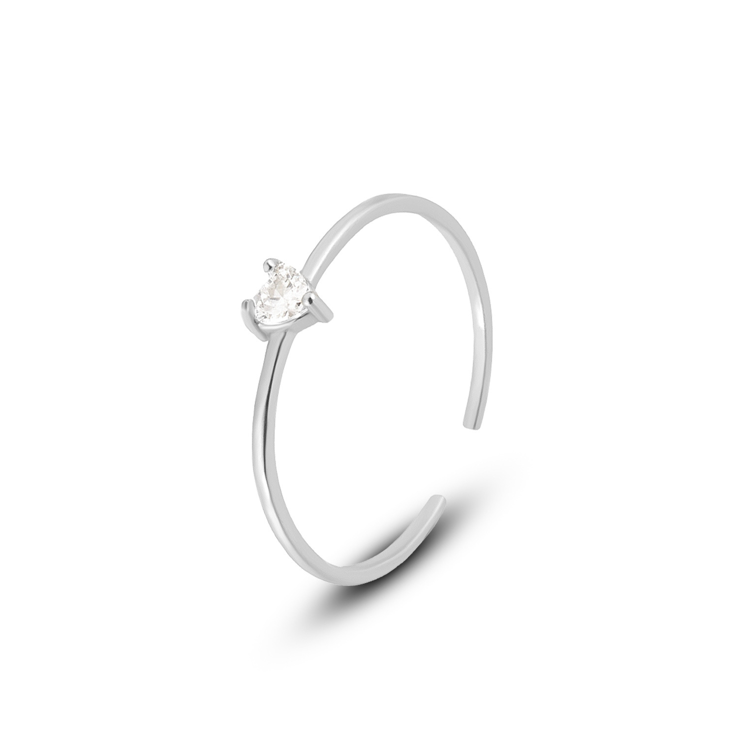 S925 Sterling Silver Heart-Shaped Colorful Zircon Ring