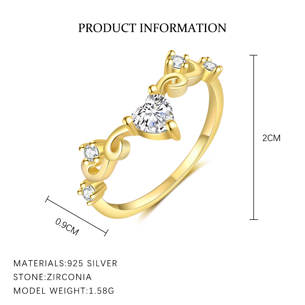 S925 Sterling Silver Open Ring with Sparkling Zirconia
