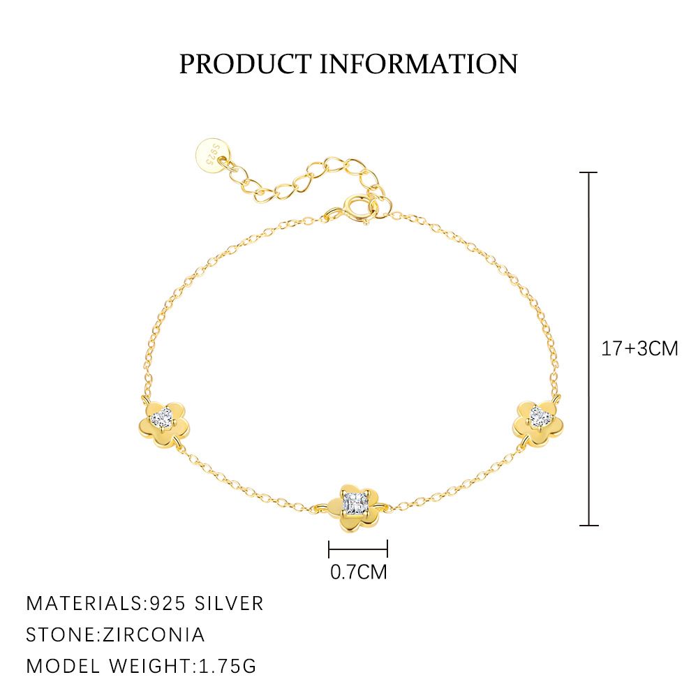 S925 Sterling Silver Bracelet Set with Zirconia
